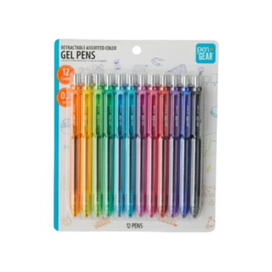 Pen+Gear Retractable Gel Ink Pens, Assorted Colors, 0.7 mm, 12 Count