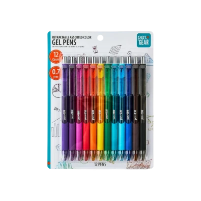 Pen+Gear Medium Point Retractable Gel Pens, Assorted Ink, 12 Count