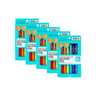 (5 Pack) Pen+Gear Retractable Ballpoint Pens, Medium Point, 1.0 mm, 8 Count, Assorted Colors