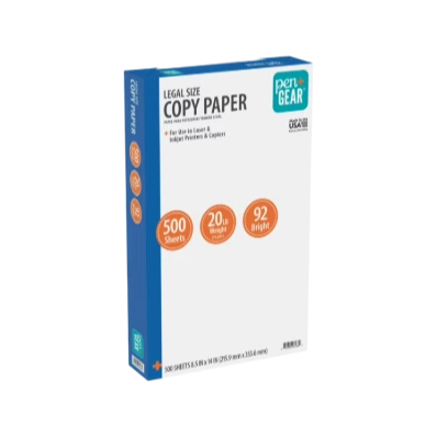 Pen + Gear Copy Paper, 8.5" x 14", 92 Bright, White, 20 lb., 1 Ream (500 Sheets)