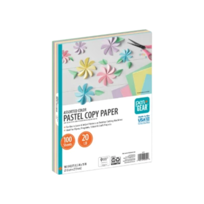 Pen + Gear Assorted Pastel Copy Paper, 8.5" x 11", 20 lb., 100 Sheets