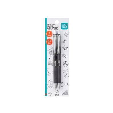 Pen+Gear Retractable Gel Pens, Medium Point, 0.7 mm, Black, 2 Count
